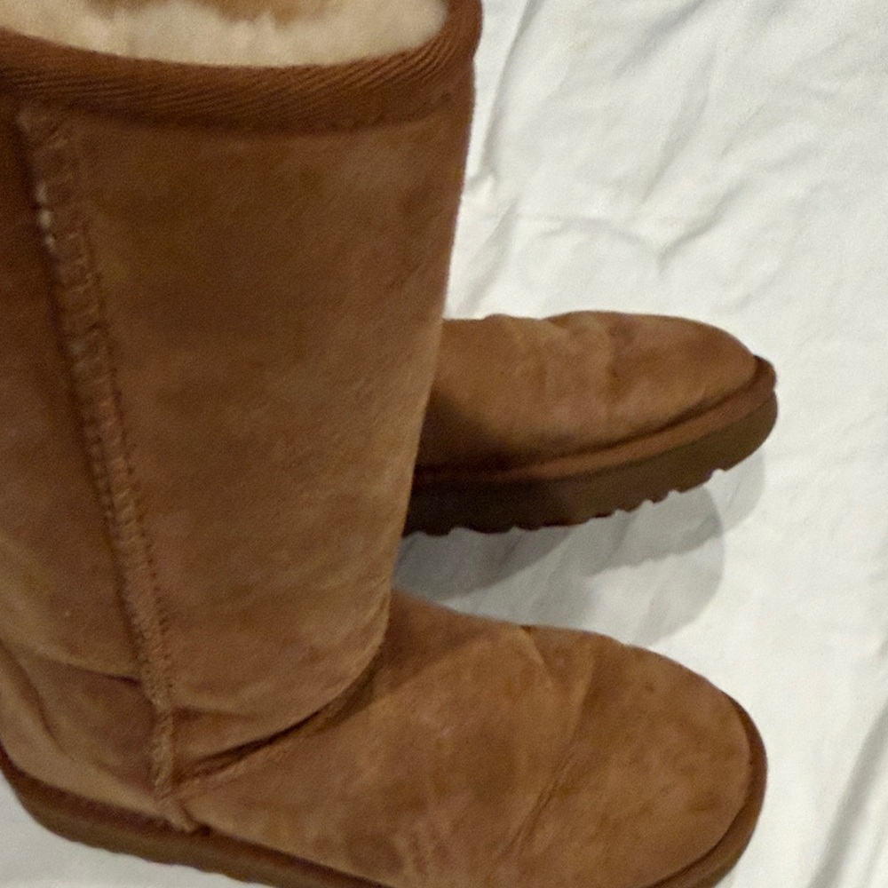 UGG Tall Suede Shearling Boots in Chestnut - Picture 5 of 12